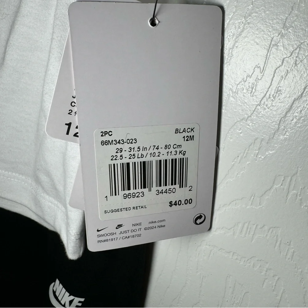 NWT Nike 12 Month Matching pants set.